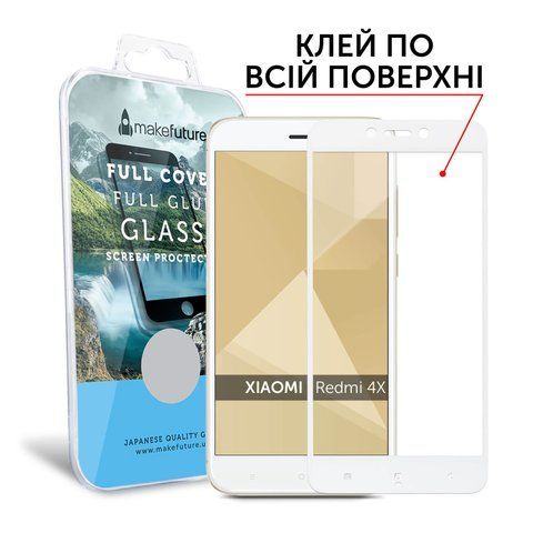 Защитное стекло MakeFuture Full Cover Full Glue Xiaomi Redmi 4X White