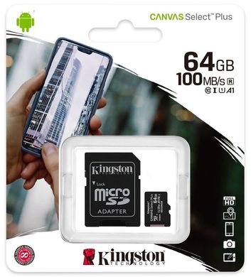 Карта памяти Kingston microSDXC UHS-1 100R 64Gb Class10