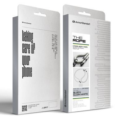 Ремінець для смартфону ArmorStandart Rope Black GlowWhite with Clear holder (ARM86565)
