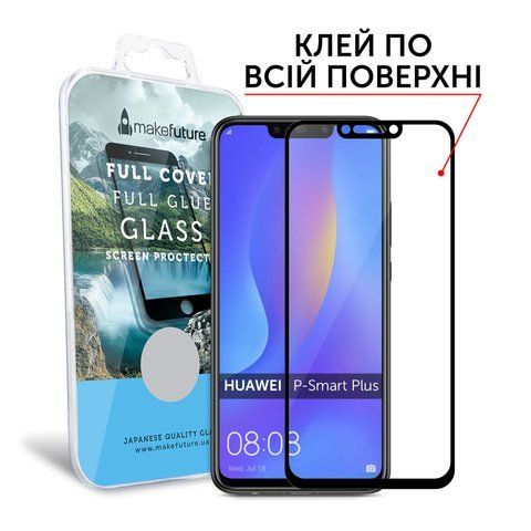 Защитное стекло MakeFuture Full Cover Full Glue Huawei P Smart Plus Black