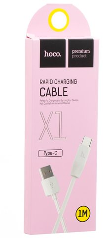 USB кабель Hoco Type-C X1 Rapid 3A 1.0m White