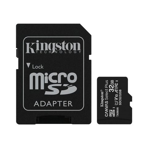 Карта памяти Kingston microSDHC Canvas Select Plus 32GB Class 10 UHS-1 А1 (с адаптером) (SDCS2/32GB)