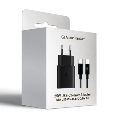 Мережевий зарядний пристрій ArmorStandart AR-TA800 USB-C 25W Black USB-C to USB-C cable (ARM77720)