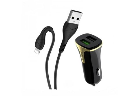 АЗУ Hoco Z31 Universe double USB QC3.0 18W 3.4A with Lightning cable Black