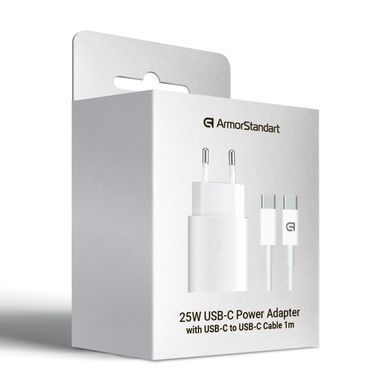 Мережевий зарядний пристрій ArmorStandart AR-TA800W 25W White USB-C to USB-C cable (ARM63804)
