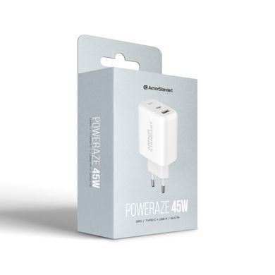 Мережевий зарядний пристрій ArmorStandart Poweraze 45W GaN White (ARM90431)