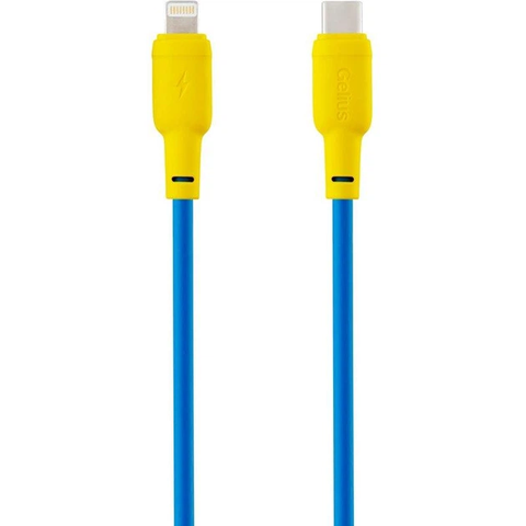 Кабель USB Gelius Full Silicon GP-UCN001CL Type-C to Lightning (1.2m) (20W) Yellow/Blue