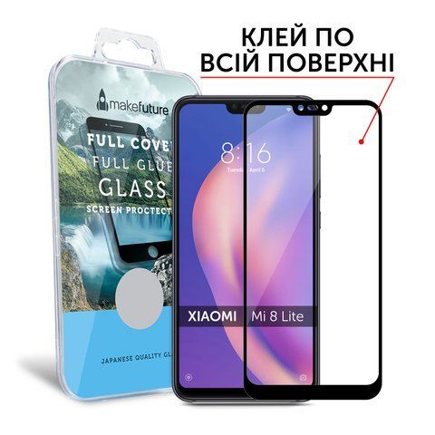 Защитное стекло MakeFuture Full Cover Full Glue Xiaomi Mi8 Lite Black