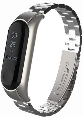 Ремешок Black Metal WatchBand Xiaomi Mi Band 3 Silver