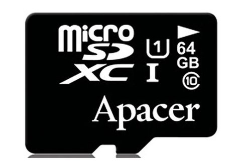 Карта памяти Apacer microSDHC 64GB UHS-I Class 10 (с адаптером) (AP64GMCSX10U1-R)