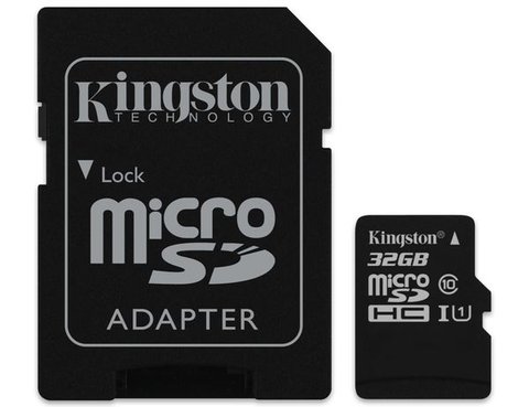 Карта памяти Kingston microSDHC 32Gb Class10+Adapter SD