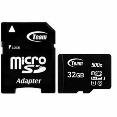 Карта памяти Team microSDHC 32GB Class 10 UHS-I (с адаптером) (TUSDH32GCL10U03)