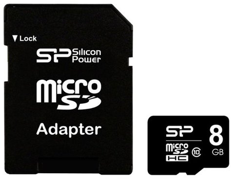 Карта памяти SiliconPower microSDHC 8Gb Class10+Adapter SD