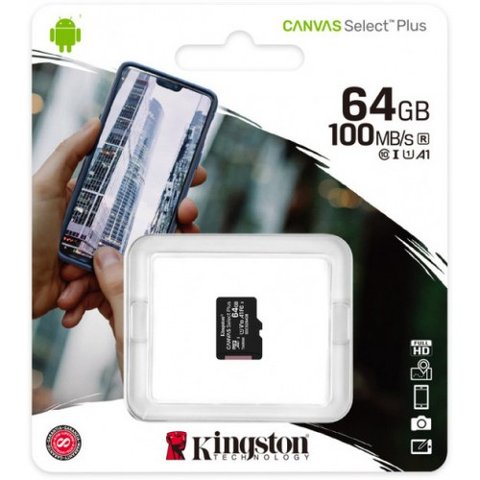 Карта памяти Kingston microSDXC UHS-1 100R 64Gb Class10 (без адаптера)