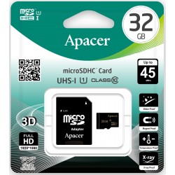 Карта памяти Apacer microSDHC 32GB UHS-l Class 10 (с адаптером) (AP32GMCSH10U1-R)
